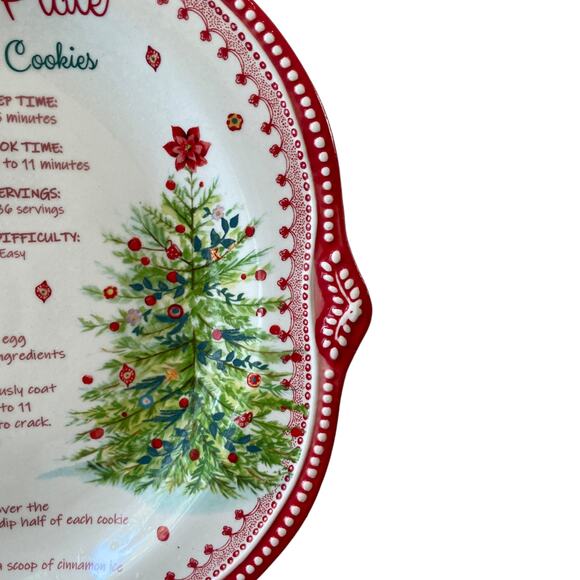 PIONEER WOMAN Cheerful Rose Holiday Cookie Recipe Sharing Plate Platter 12in RED - Picture 5 of 10